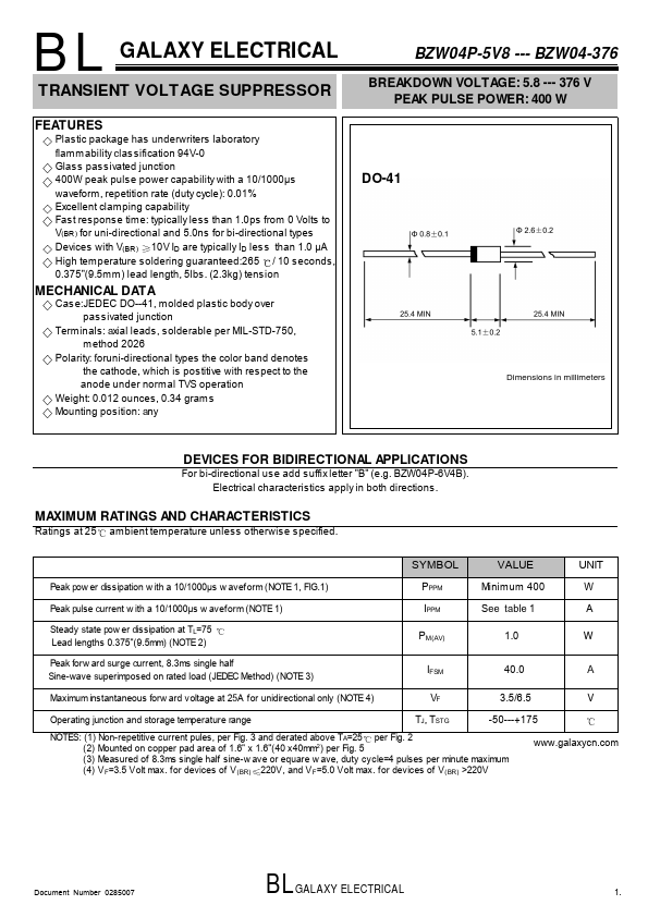 BZW04-40B GALAXY ELECTRICAL