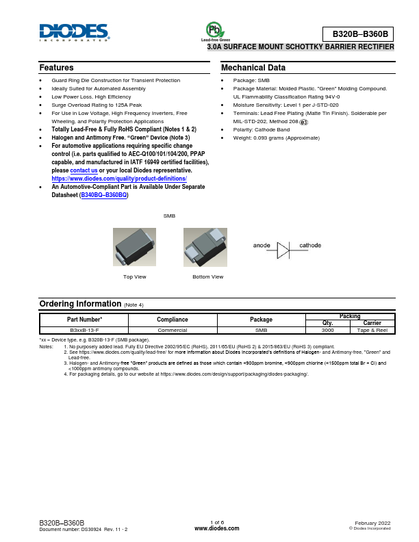 B330B Diodes Incorporated