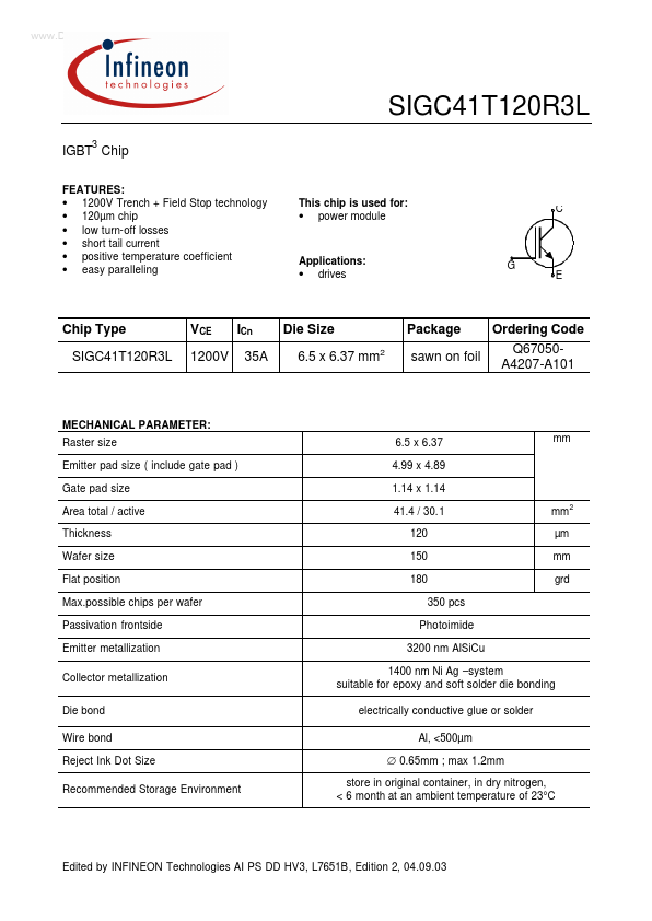 SIGC41T120R3L Infineon Technologies