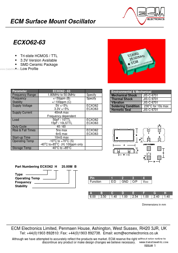 <?=ECXO63?> डेटा पत्रक पीडीएफ