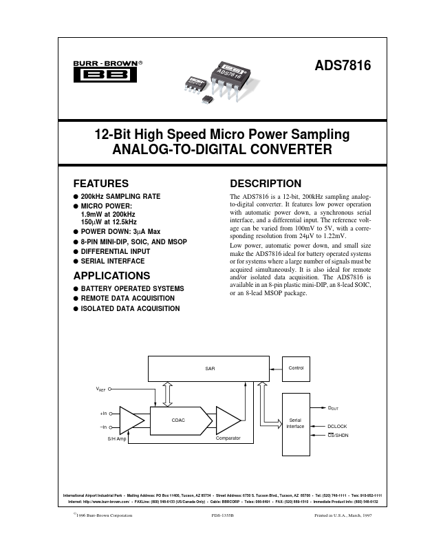 ADS7816 Burr-Brown Corporation