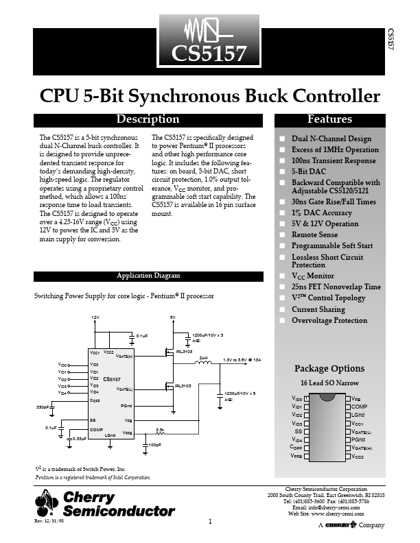 CS5157 Cherry Semiconductor Corporation