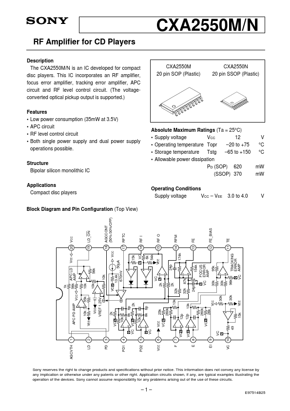 <?=CXA2550N?> डेटा पत्रक पीडीएफ