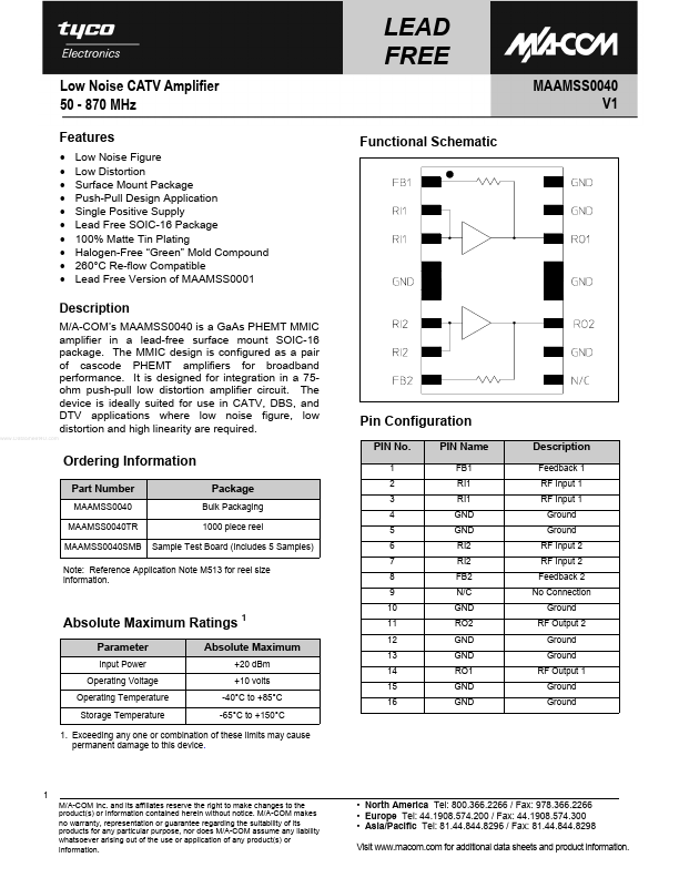 MAAMSS0040 Tyco Electronics