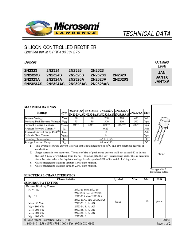 2N2323A Microsemi