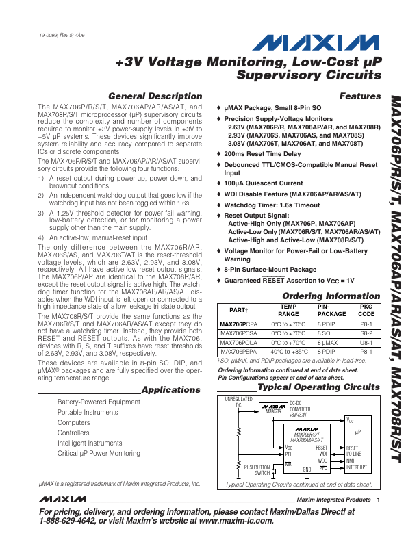 MAX706AR Maxim Integrated