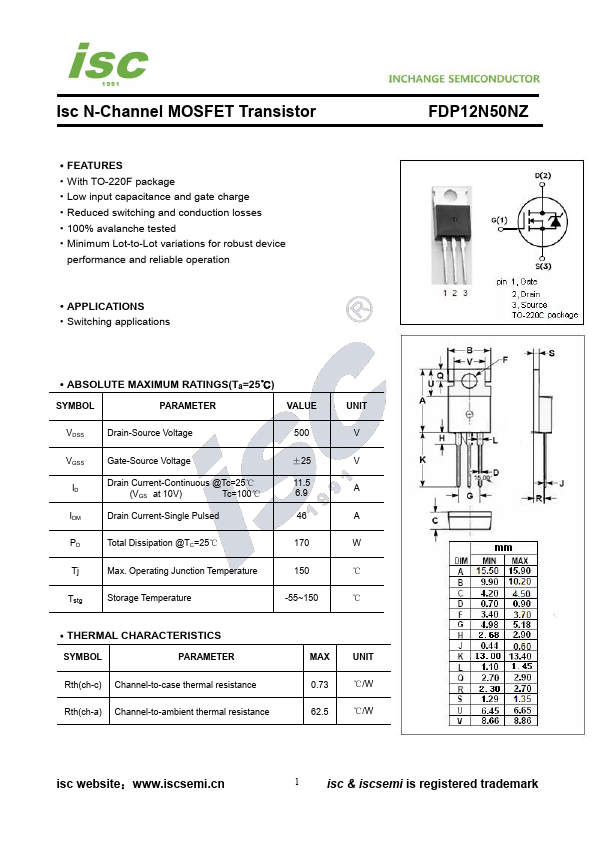 FDP12N50NZ