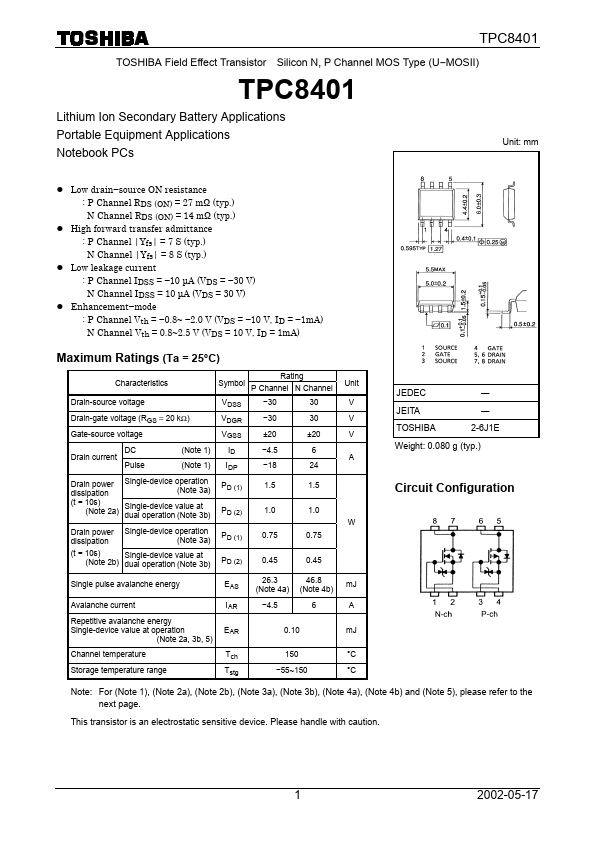 TPC8401 Toshiba Semiconductor