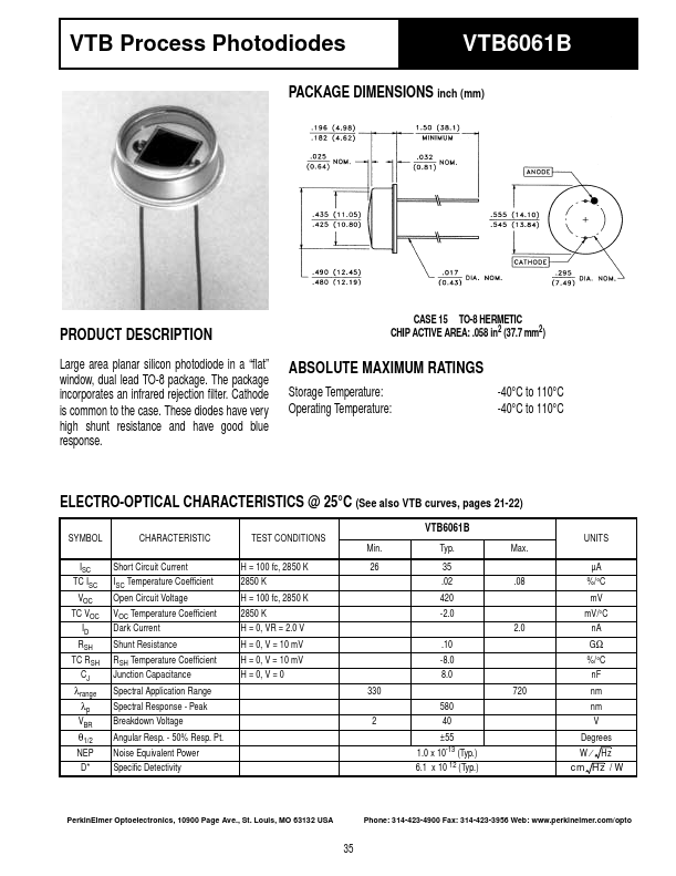 VTB6061B PerkinElmer Optoelectronics