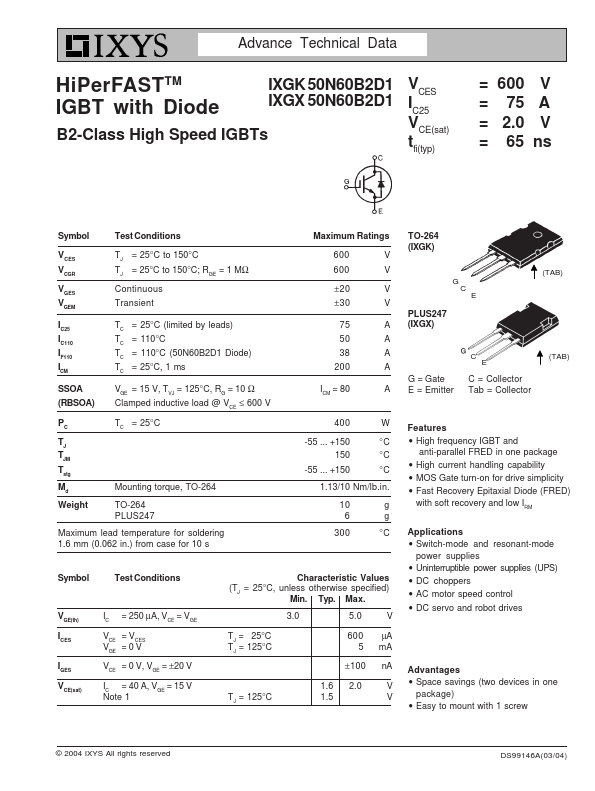 IXGK50N60B2D1