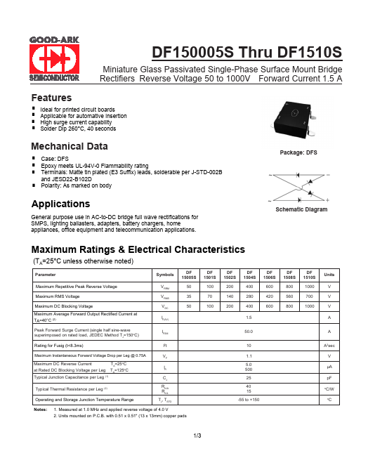 <?=DF15005S?> डेटा पत्रक पीडीएफ