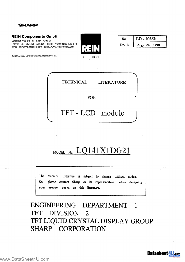 <?=LQ141X1DG21?> डेटा पत्रक पीडीएफ