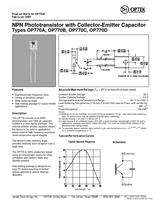 <?=OP770A?> डेटा पत्रक पीडीएफ