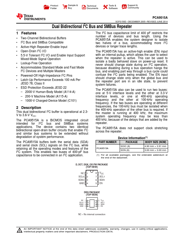 <?=PCA9515A?> डेटा पत्रक पीडीएफ