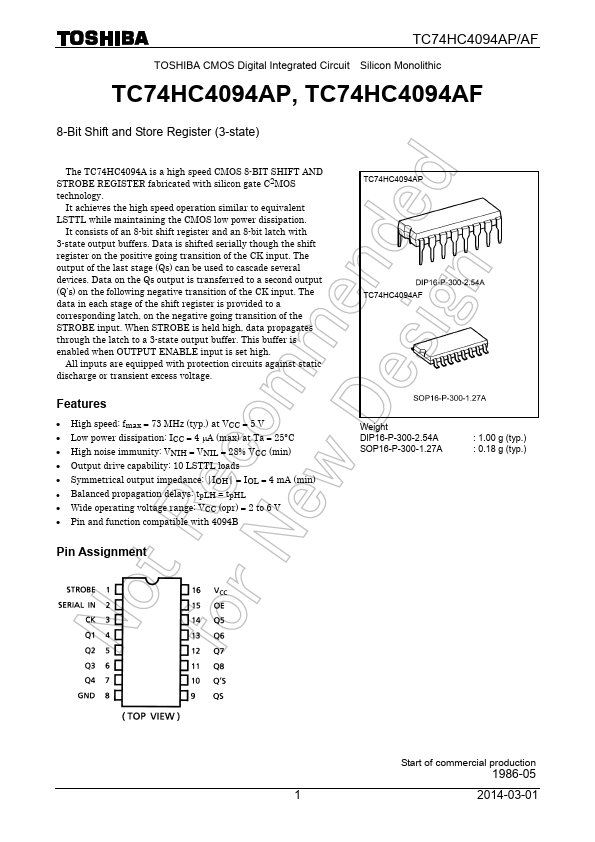 TC74HC4094AP Toshiba