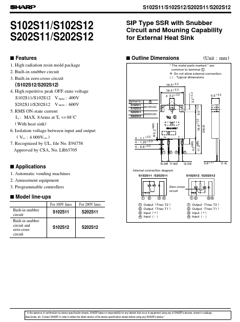 S102S11 Sharp Electrionic Components