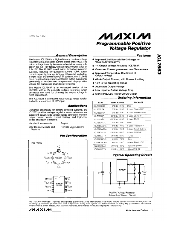 ICL7663 Maxim Integrated Products