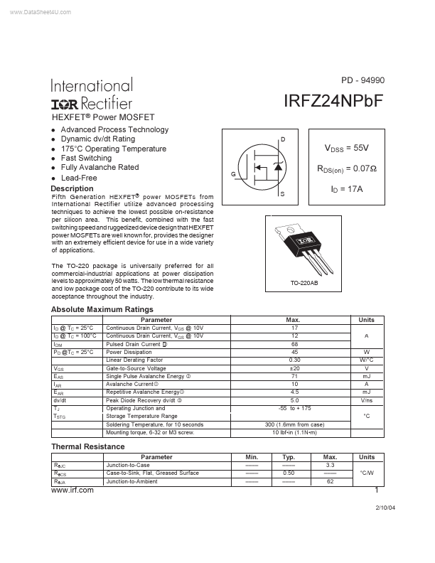IRFZ24NPBF International Rectifier