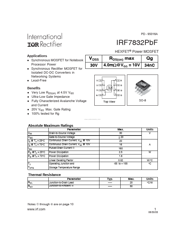 IRF7832PBF International Rectifier