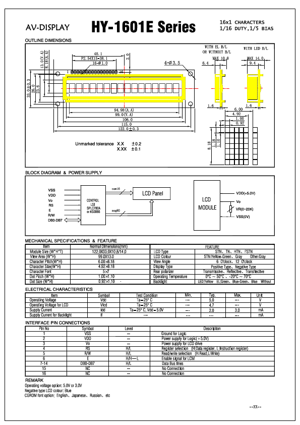 HY-1601E AV-Display