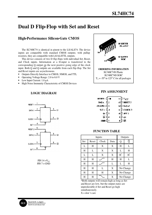 SL74HC74 System Logic Semiconductor