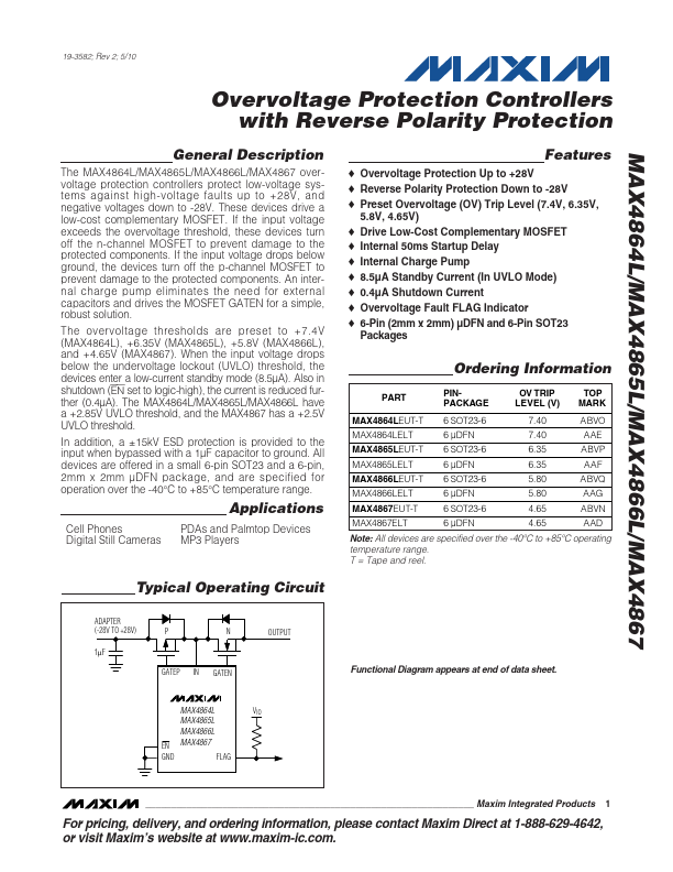 <?=MAX4864L?> डेटा पत्रक पीडीएफ