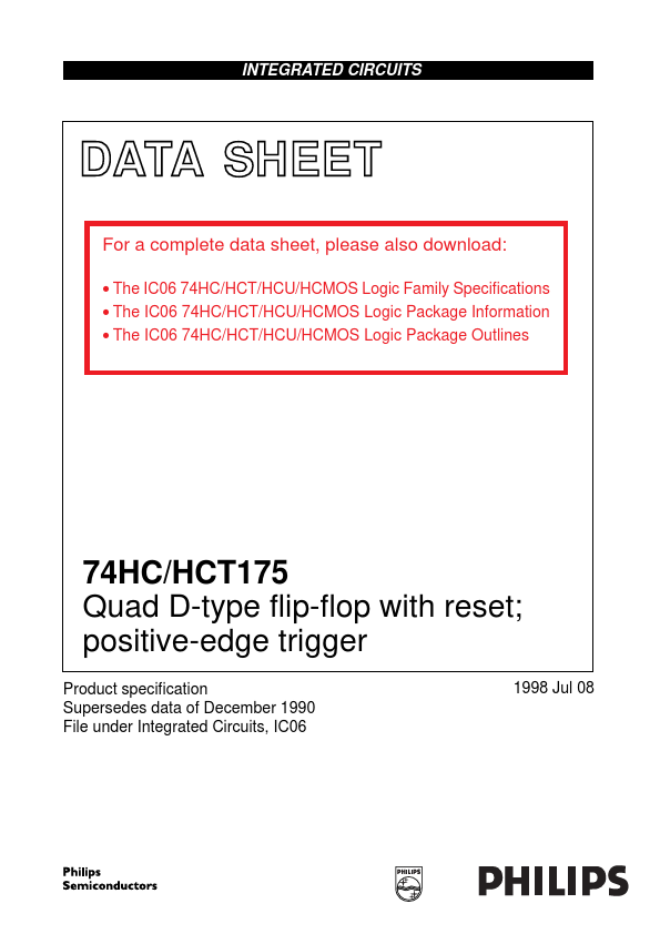 <?=74HCT175?> डेटा पत्रक पीडीएफ