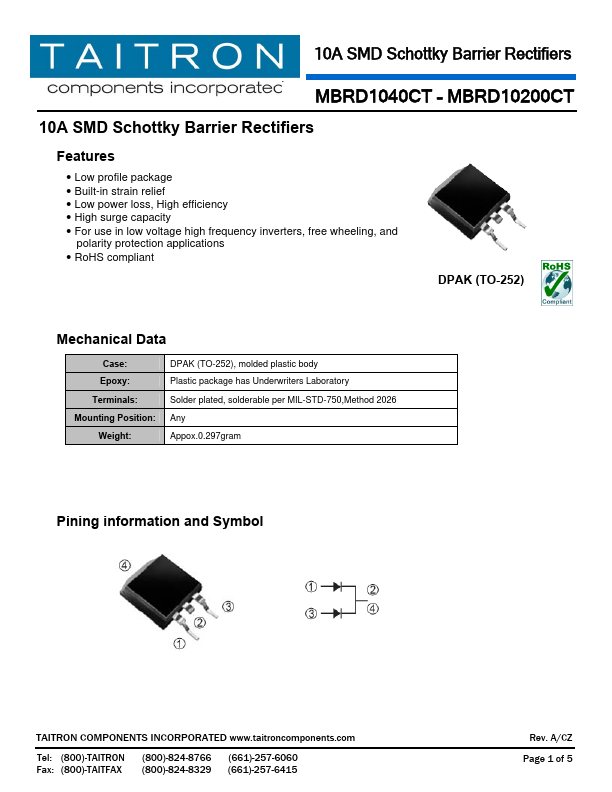 <?=MBRD1060CT?> डेटा पत्रक पीडीएफ