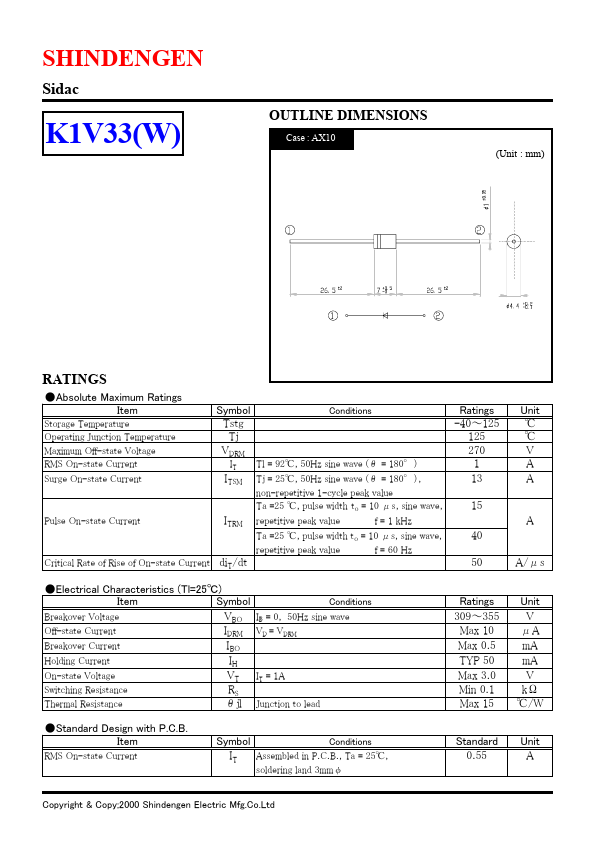 K1V33 Shindengen Mfg.Co.Ltd