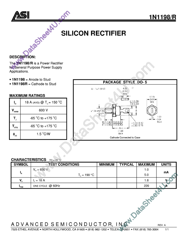 1N1198 Advanced Semiconductor