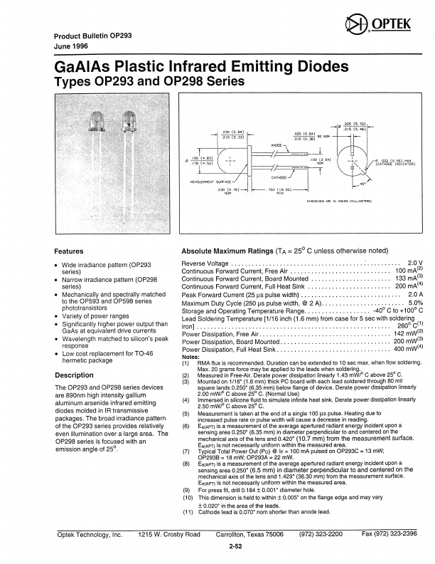 OP298 OPTEK Technologies