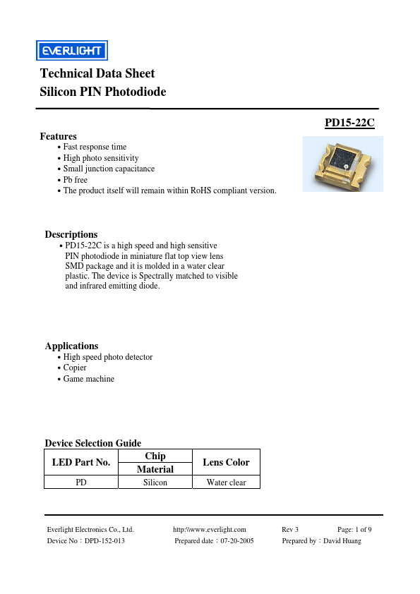 PD15-22C Everlight Electronics