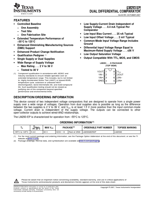 LM293-EP Texas Instruments