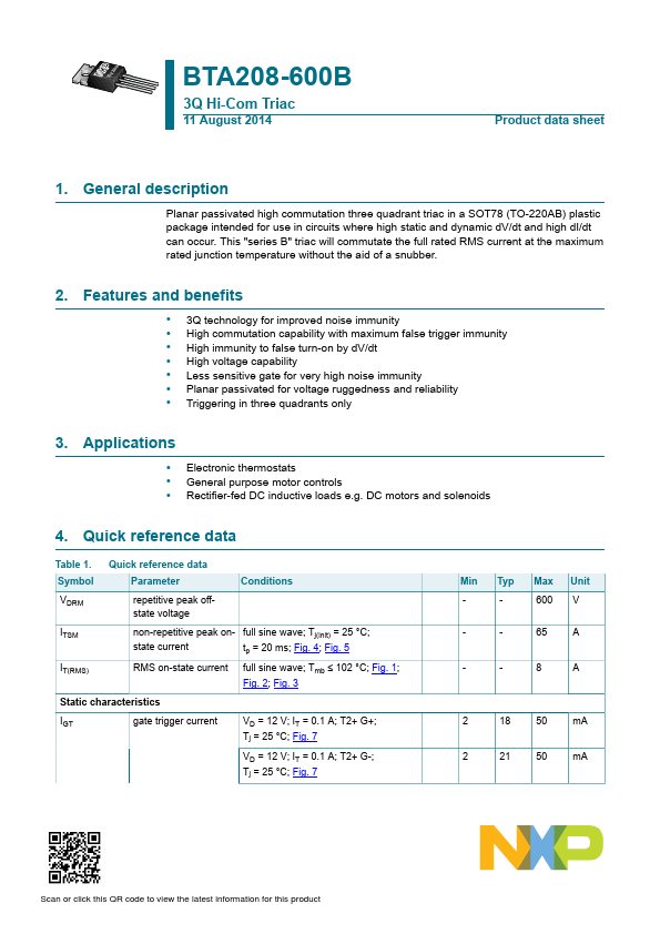 <?=BTA208-600B?> डेटा पत्रक पीडीएफ