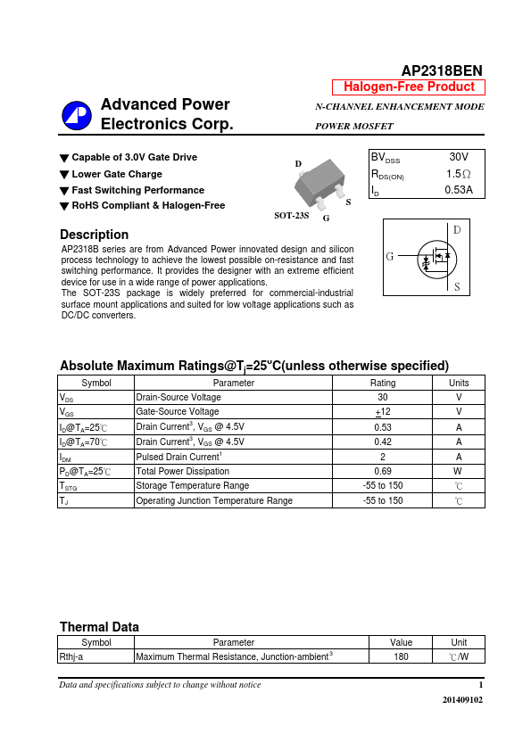 AP2318BEN Advanced Power Electronics