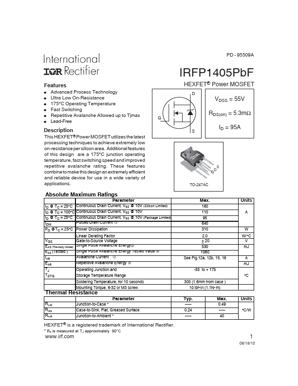 IRFP1405PBF International Rectifier