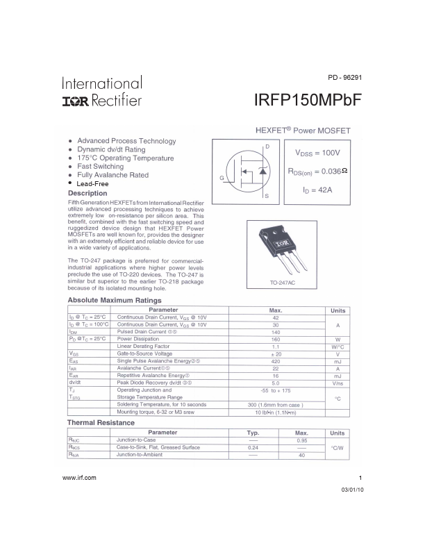 <?=IRFP150MPBF?> डेटा पत्रक पीडीएफ