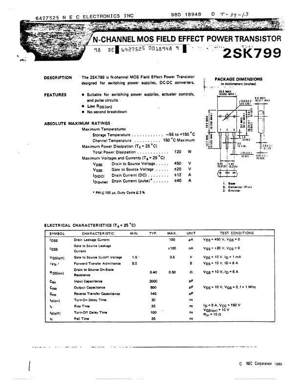 <?=2SK799?> डेटा पत्रक पीडीएफ