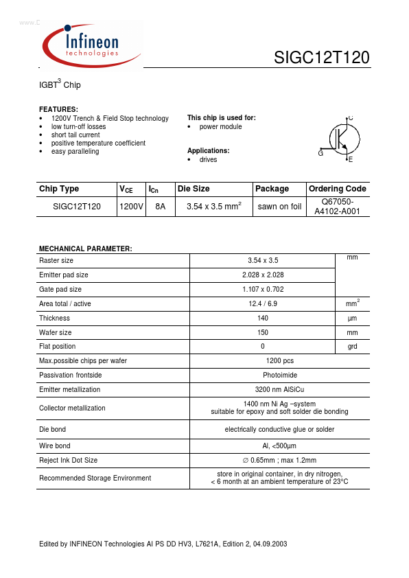 SIGC12T120 Infineon Technologies