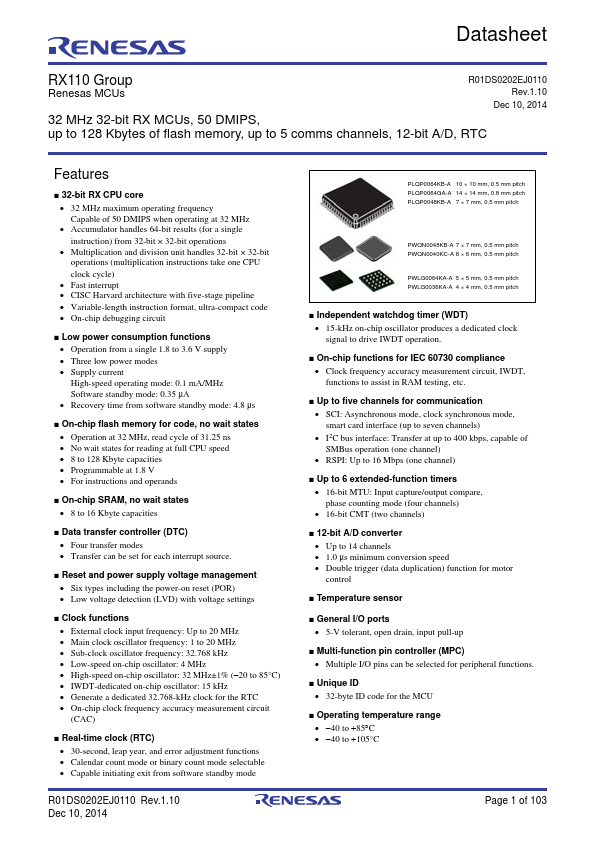 R5F5110JADFK Renesas