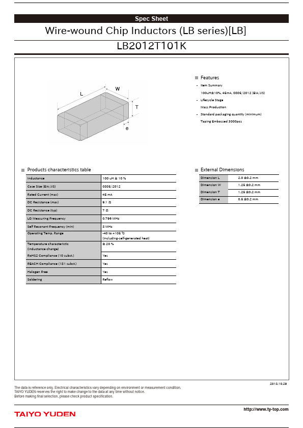 <?=LB2012T101K?> डेटा पत्रक पीडीएफ