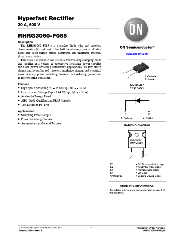 RHRG3060-F085 ON Semiconductor