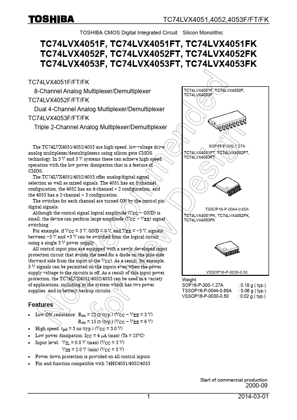 <?=TC74LVX4051F?> डेटा पत्रक पीडीएफ