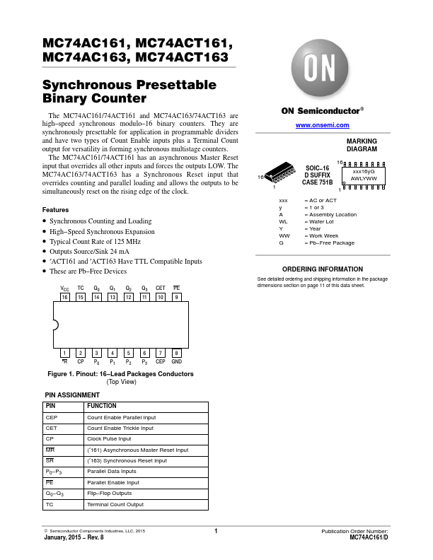 MC74ACT163 ON Semiconductor