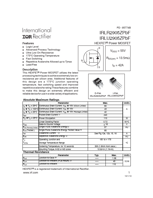 IRLR2905ZPBF International Rectifier