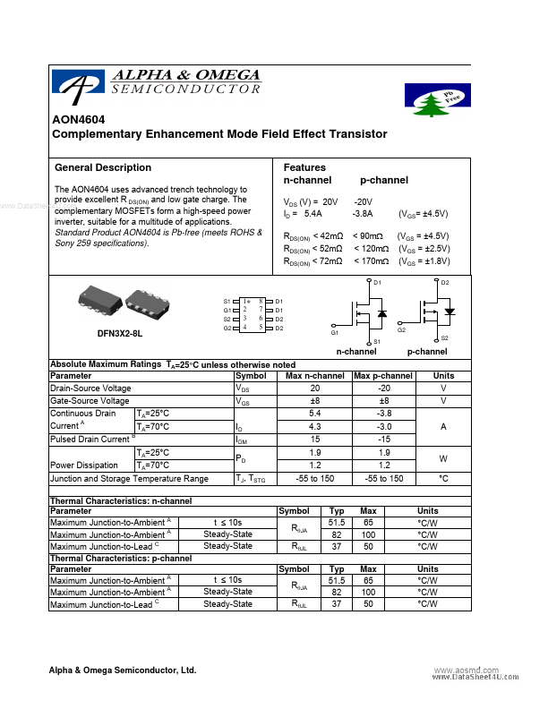 AON4604 Alpha & Omega Semiconductors