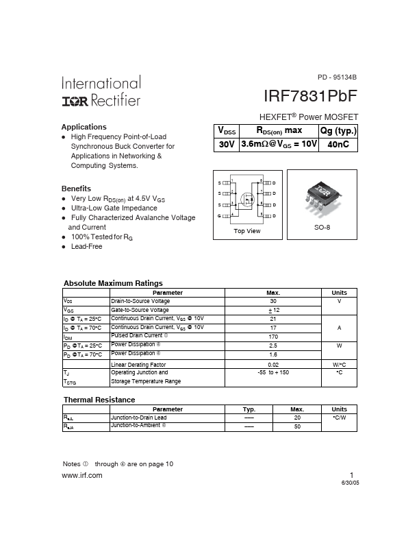 IRF7831PBF International Rectifier