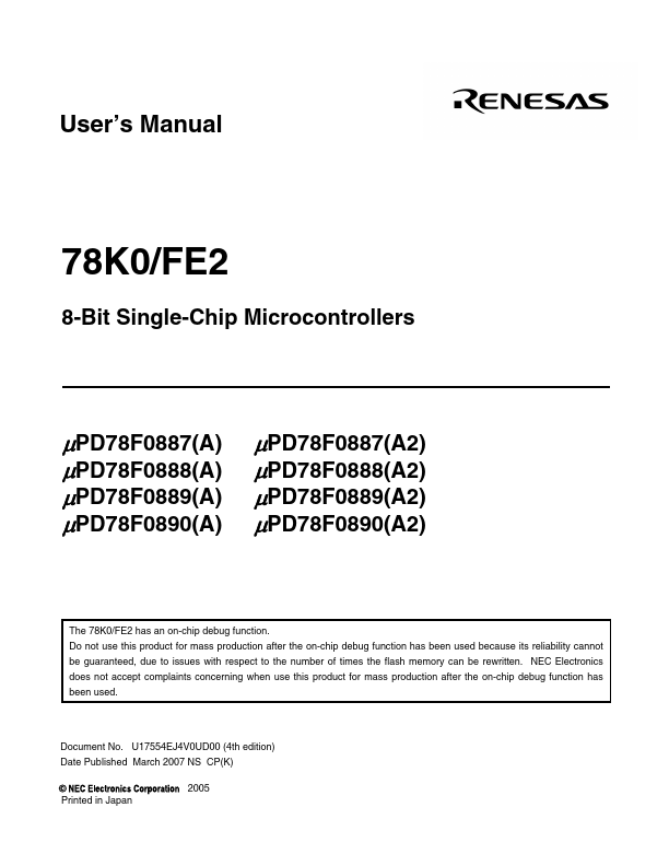 UPD78F0887 Renesas