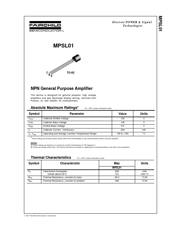 MPSL01 Fairchild Semiconductor