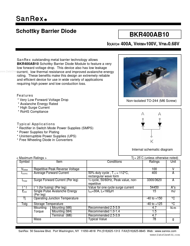 BKR400AB10 SanRex Corporation